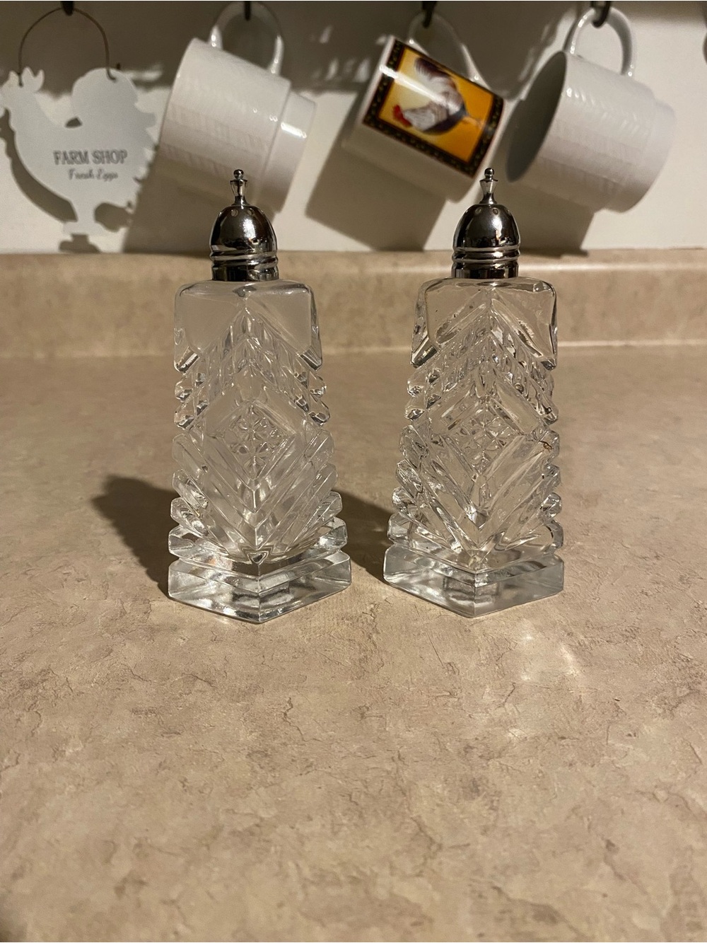 Vintage Clear Cut Crystal Salt & Pepper Made in Japan by Artmark MCM Collectible